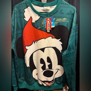 Disney Green and Red Mickey Mouse (Pat Pat) Holiday Sweatshirt